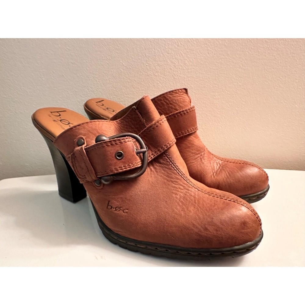 BOC Born Womens Brown Suede Heeled Mule Clogs Slip On - Size 7